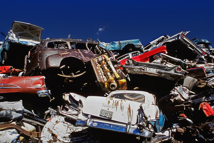 Hussain Motors facility — scrap cars ready for recycling